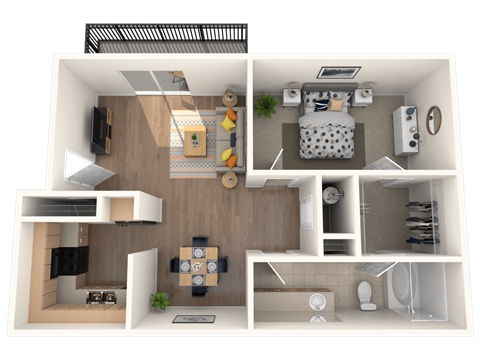 Floor plan for 1 bed, 1 bath, 900 sqft